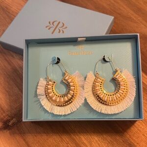 Gold and White Fringe Earrings